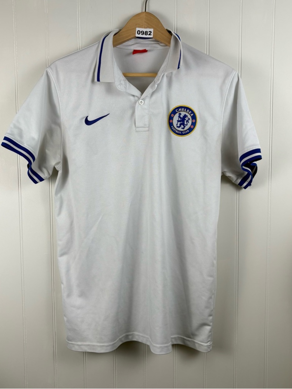 Nike Chelsea FC Polo Shirt White Blue Trim Soccer Football Club L - Picture 2 of 6